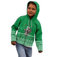 Turkmenistan Christmas Kid Hoodie with Traditional Santa Snowflake Crescent Moon and National Emblem - Wonder Print Shop