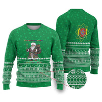 Turkmenistan Christmas Ugly Christmas Sweater with Traditional Santa Snowflake Crescent Moon and National Emblem - Wonder Print Shop