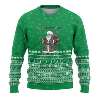 Turkmenistan Christmas Ugly Christmas Sweater with Traditional Santa Snowflake Crescent Moon and National Emblem - Wonder Print Shop