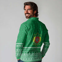 Turkmenistan Christmas Long Sleeve Polo Shirt with Traditional Santa Snowflake Crescent Moon and National Emblem - Wonder Print Shop