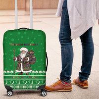 Turkmenistan Christmas Luggage Cover with Traditional Santa Snowflake Crescent Moon and National Emblem - Wonder Print Shop