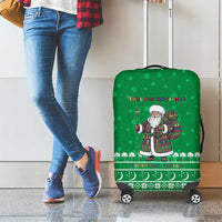 Turkmenistan Christmas Luggage Cover with Traditional Santa Snowflake Crescent Moon and National Emblem - Wonder Print Shop