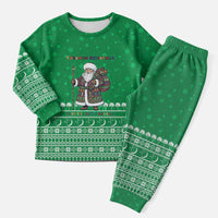 Turkmenistan Christmas Pajama Set with Traditional Santa Snowflake Crescent Moon and National Emblem - Wonder Print Shop