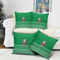 Turkmenistan Christmas Pillow Cover with Traditional Santa Snowflake Crescent Moon and National Emblem - Wonder Print Shop