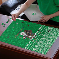 Turkmenistan Christmas Puzzle with Traditional Santa Snowflake Crescent Moon and National Emblem - Wonder Print Shop