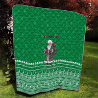Turkmenistan Christmas Quilt with Traditional Santa Snowflake Crescent Moon and National Emblem - Wonder Print Shop