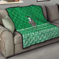 Turkmenistan Christmas Quilt with Traditional Santa Snowflake Crescent Moon and National Emblem - Wonder Print Shop