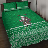Turkmenistan Christmas Quilt Bed Set with Traditional Santa Snowflake Crescent Moon and National Emblem - Wonder Print Shop