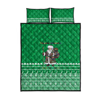 Turkmenistan Christmas Quilt Bed Set with Traditional Santa Snowflake Crescent Moon and National Emblem - Wonder Print Shop