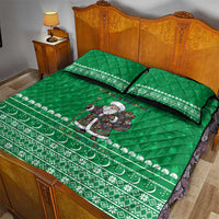 Turkmenistan Christmas Quilt Bed Set with Traditional Santa Snowflake Crescent Moon and National Emblem - Wonder Print Shop