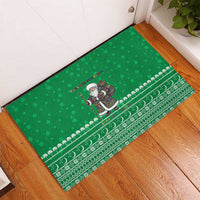 Turkmenistan Christmas Rubber Doormat with Traditional Santa Snowflake Crescent Moon and National Emblem - Wonder Print Shop