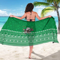 Turkmenistan Christmas Sarong with Traditional Santa Snowflake Crescent Moon and National Emblem - Wonder Print Shop