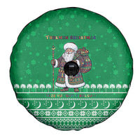 Turkmenistan Christmas Spare Tire Cover with Traditional Santa Snowflake Crescent Moon and National Emblem - Wonder Print Shop