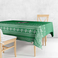 Turkmenistan Christmas Tablecloth with Traditional Santa Snowflake Crescent Moon and National Emblem - Wonder Print Shop