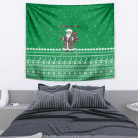 Turkmenistan Christmas Tapestry with Traditional Santa Snowflake Crescent Moon and National Emblem - Wonder Print Shop