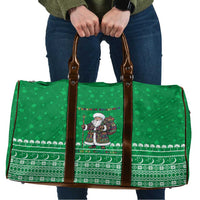 Turkmenistan Christmas Travel Bag with Traditional Santa Snowflake Crescent Moon and National Emblem - Wonder Print Shop