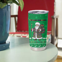 Turkmenistan Christmas Tumbler Cup with Traditional Santa Snowflake Crescent Moon and National Emblem - Wonder Print Shop