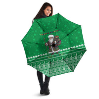 Turkmenistan Christmas Umbrella with Traditional Santa Snowflake Crescent Moon and National Emblem - Wonder Print Shop