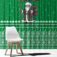 Turkmenistan Christmas Window Curtain with Traditional Santa Snowflake Crescent Moon and National Emblem - Wonder Print Shop