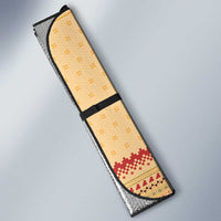 South Sudan Christmas Auto Sun Shade with Beige Tribal Pattern, National Emblem, and Green Star Motif - Wonder Print Shop
