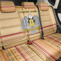 South Sudan Christmas Back Car Seat Cover with Beige Tribal Pattern, National Emblem, and Green Star Motif - Wonder Print Shop