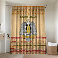 South Sudan Christmas Bathroom Set with Beige Tribal Pattern, National Emblem, and Green Star Motif - Wonder Print Shop