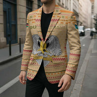 South Sudan Christmas Blazer with Beige Tribal Pattern, National Emblem, and Green Star Motif - Wonder Print Shop