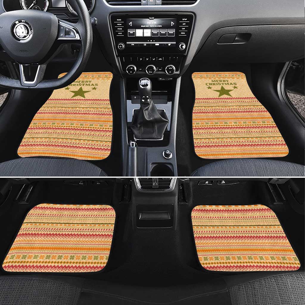 South Sudan Christmas Car Mats with Beige Tribal Pattern, National Emblem, and Green Star Motif - Wonder Print Shop