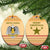 South Sudan Christmas Ceramic Ornament with Beige Tribal Pattern, National Emblem, and Green Star Motif - Wonder Print Shop