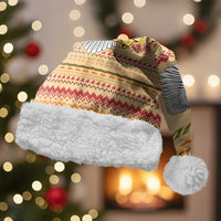 South Sudan Christmas Santa Hat with Beige Tribal Pattern, National Emblem, and Green Star Motif - Wonder Print Shop