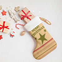 South Sudan Christmas Stocking with Beige Tribal Pattern, National Emblem, and Green Star Motif - Wonder Print Shop