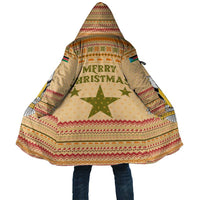 South Sudan Christmas Cloak with Beige Tribal Pattern, National Emblem, and Green Star Motif - Wonder Print Shop