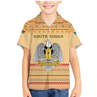 South Sudan Christmas Family Matching Mermaid Dress and Hawaiian Shirt with Beige Tribal Pattern, National Emblem, and Green Star Motif - Wonder Print Shop