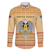 South Sudan Christmas Family Matching Puletasi and Hawaiian Shirt with Beige Tribal Pattern, National Emblem, and Green Star Motif - Wonder Print Shop