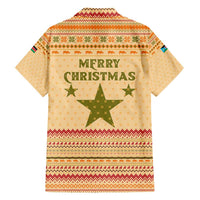 South Sudan Christmas Hawaiian Shirt with Beige Tribal Pattern, National Emblem, and Green Star Motif - Wonder Print Shop