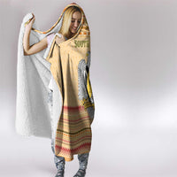 South Sudan Christmas Hooded Blanket with Beige Tribal Pattern, National Emblem, and Green Star Motif - Wonder Print Shop