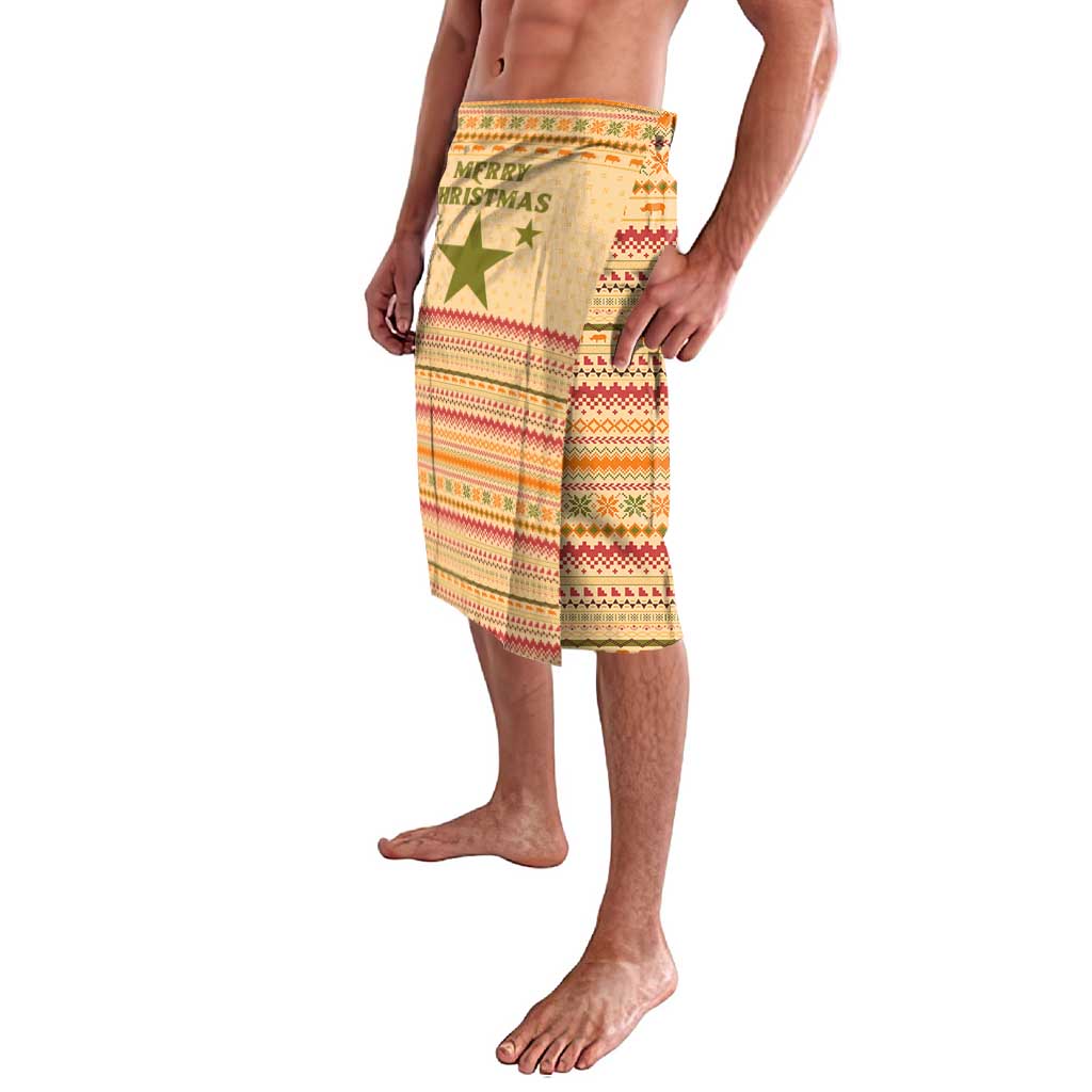 South Sudan Christmas Lavalava with Beige Tribal Pattern, National Emblem, and Green Star Motif - Wonder Print Shop