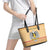 South Sudan Christmas Leather Tote Bag with Beige Tribal Pattern, National Emblem, and Green Star Motif - Wonder Print Shop