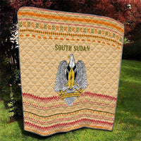 South Sudan Christmas Quilt with Beige Tribal Pattern, National Emblem, and Green Star Motif - Wonder Print Shop