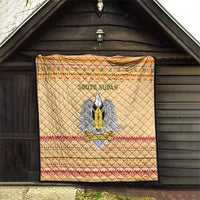 South Sudan Christmas Quilt with Beige Tribal Pattern, National Emblem, and Green Star Motif - Wonder Print Shop