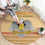 South Sudan Christmas Round Carpet with Beige Tribal Pattern, National Emblem, and Green Star Motif - Wonder Print Shop