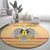 South Sudan Christmas Round Carpet with Beige Tribal Pattern, National Emblem, and Green Star Motif - Wonder Print Shop