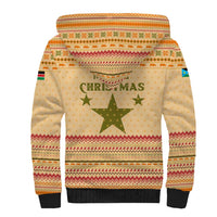 South Sudan Christmas Sherpa Hoodie with Beige Tribal Pattern, National Emblem, and Green Star Motif - Wonder Print Shop
