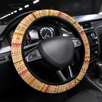 South Sudan Christmas Steering Wheel Cover with Beige Tribal Pattern, National Emblem, and Green Star Motif - Wonder Print Shop