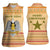 South Sudan Christmas Women Sleeveless Polo Shirt with Beige Tribal Pattern, National Emblem, and Green Star Motif - Wonder Print Shop