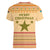 South Sudan Christmas Women V-Neck T-Shirt with Beige Tribal Pattern, National Emblem, and Green Star Motif - Wonder Print Shop