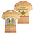 South Sudan Christmas Women V-Neck T-Shirt with Beige Tribal Pattern, National Emblem, and Green Star Motif - Wonder Print Shop