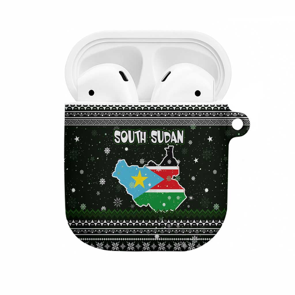 South Sudan Christmas AirPods Case with National Map, Flag Colors, and Sleeping Rhino Motif - Wonder Print Shop
