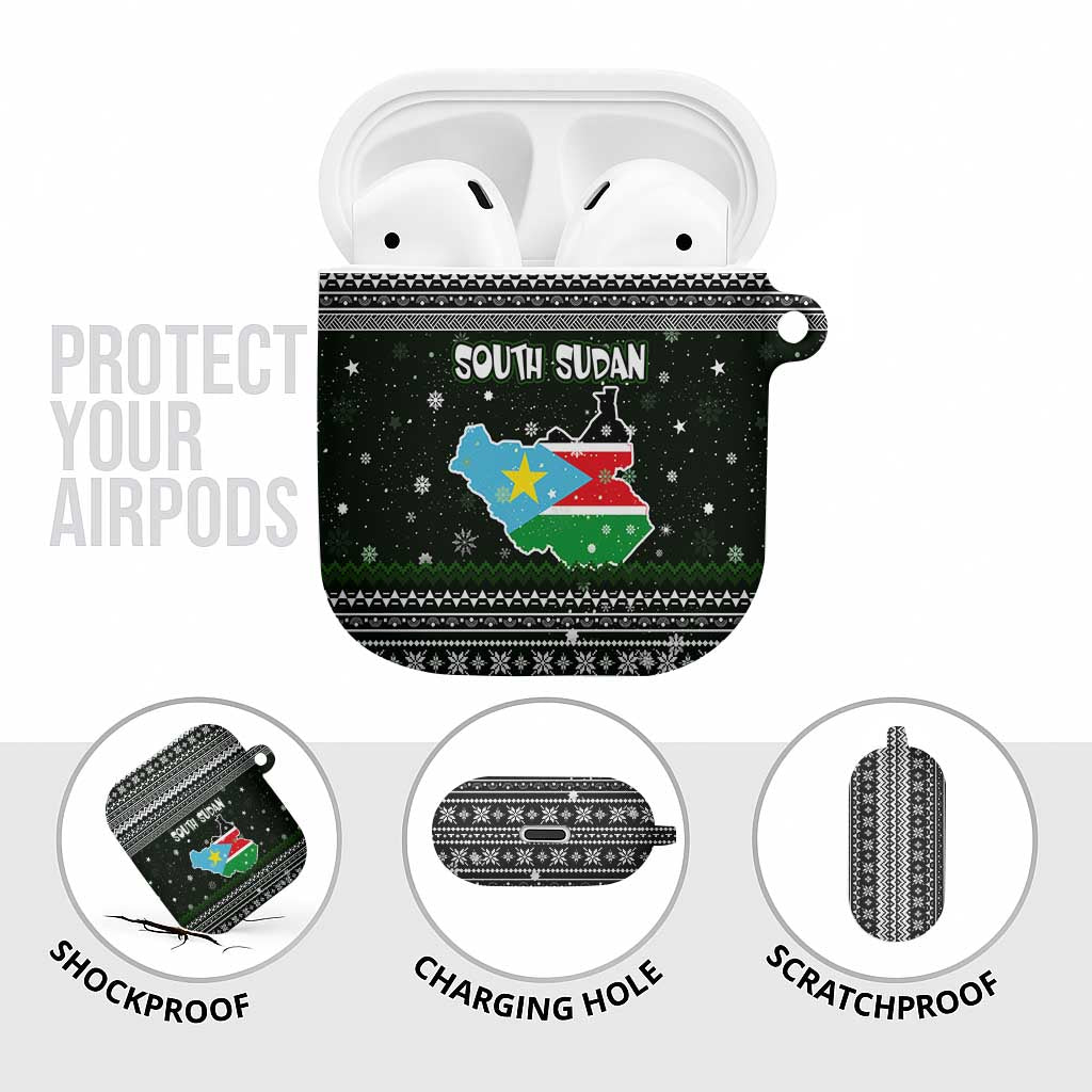 South Sudan Christmas AirPods Case with National Map, Flag Colors, and Sleeping Rhino Motif - Wonder Print Shop