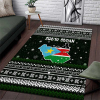 South Sudan Christmas Area Rug with National Map, Flag Colors, and Sleeping Rhino Motif - Wonder Print Shop
